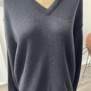 Vintage Sansabelt Golf Mens Black Orlon Acrylic Pullover Long Sleeve Sweater